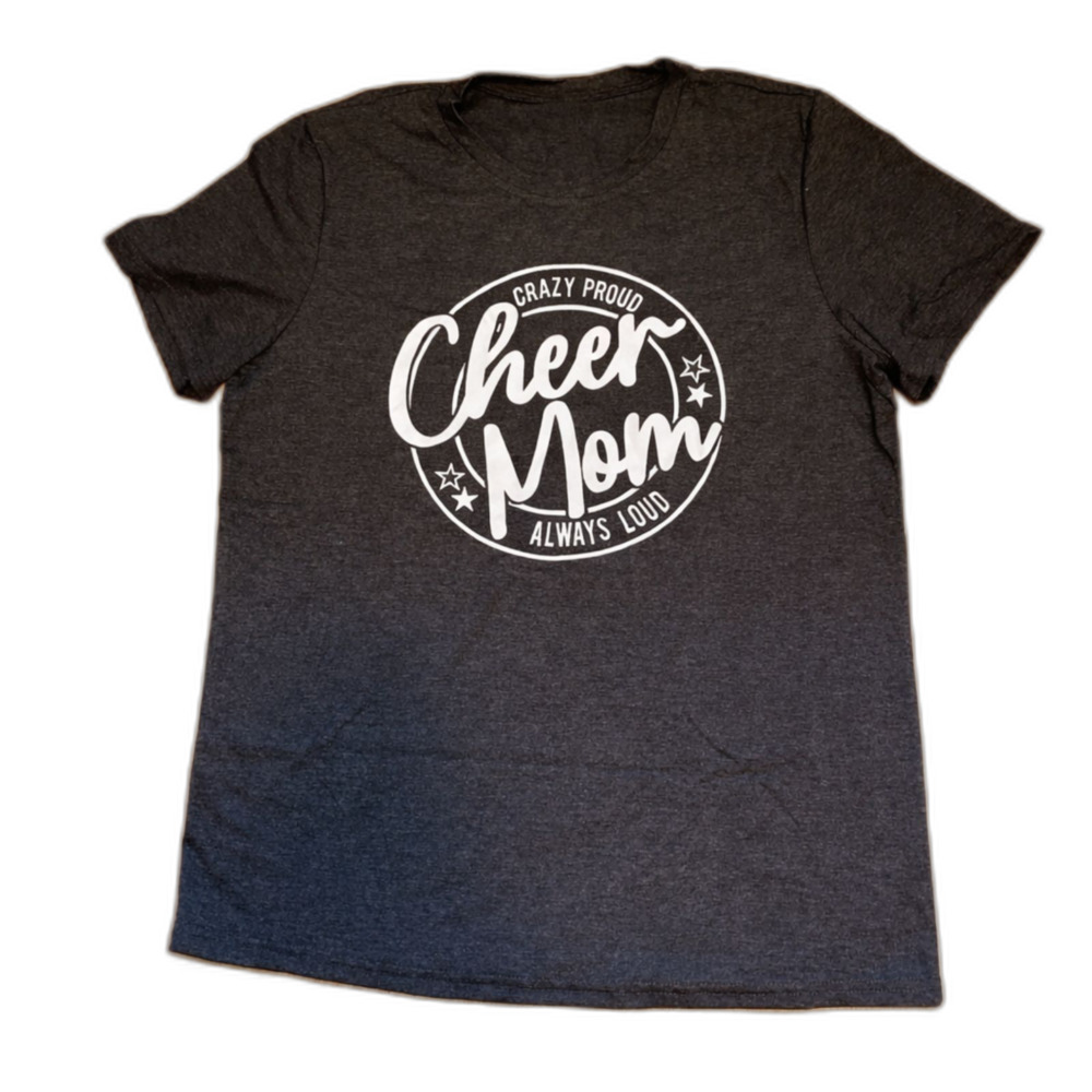 New Cheer Mom Women's Gray T-shirt WITH BONUS KEYCHAIN - LARGE